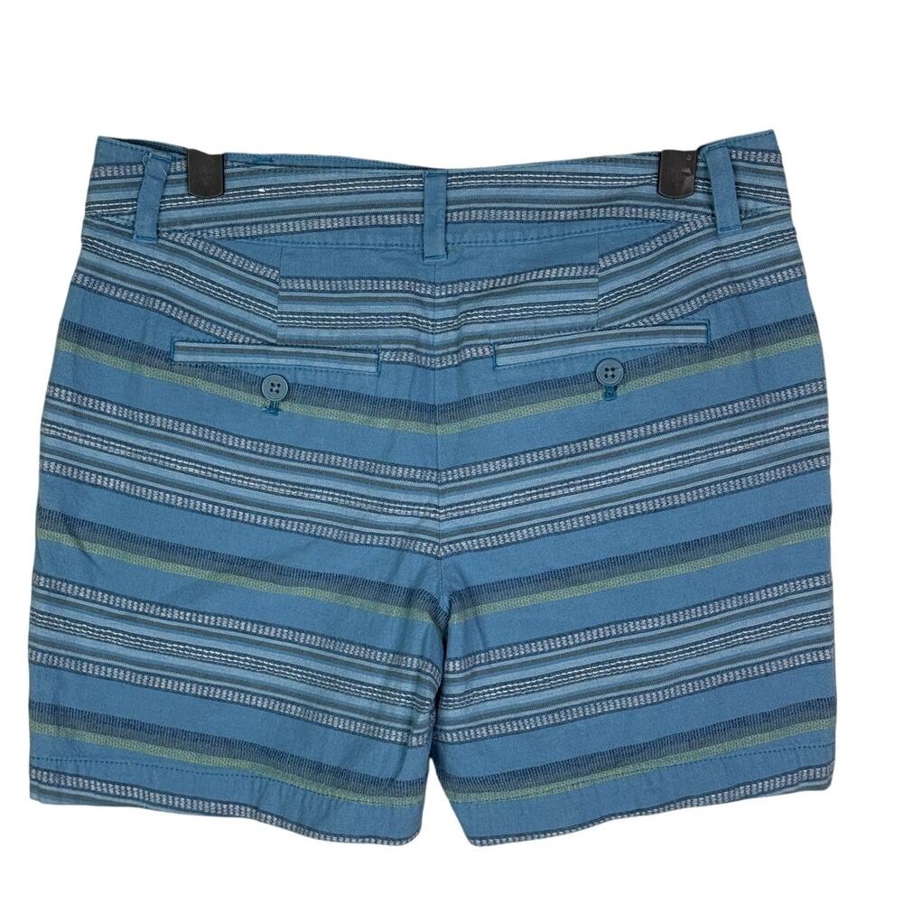 Ann Taylor Striped Casual Flat Front Shorts Pockets Lightweight Cotton 2 Blue - Picture 5 of 15